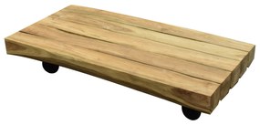 Sabuga lounge tuintafel 150x75 cm teak bielzen met zwenkwielen.