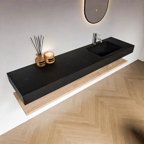 Zaro Alan badmeubel 180cm met planchet washed oak en vrijhangende wastafel cloud rechts 1 kraangat urban
