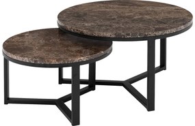 Goossens Excellent Salontafel Enza rond, marmer bruin, elegant chic, 80 x 42 x 80 cm