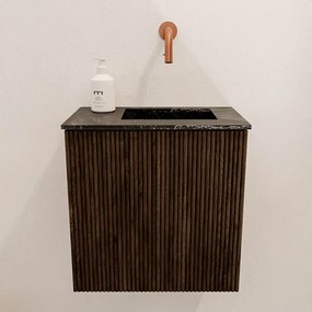 Mondiaz Joya DLux 40cm toiletmeubel walnut met wastafel faye rechts zonder kraangat lava