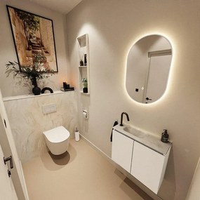 MONDIAZ TURE-DLUX 60cm toiletmeubel Talc. EDEN wastafel Ostra positie links. Met 1 kraangat. TUREDX60TALL1OST