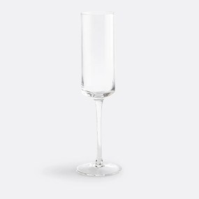 Set van 6 champagneglazen in geribbeld glas, Stria