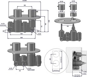 Saniclear Exclusive Curved rond inbouw thermostaat met inbouwdeel RVS