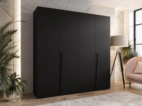 Kledingkast Hartford 605, Zwart, 202x200x52cm, 135.3 kg, Kledingkast deuren: Met scharnieren
