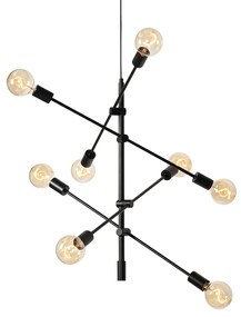 Industriële hanglamp zwart 8-lichts - Sydney Industriele / Industrie / Industrial E27 Binnenverlichting Lamp