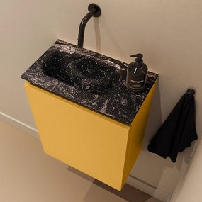 Mondiaz Ture DLux toiletmeubel 40cm ocher met wastafel lava links zonder kraangat