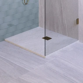BRAUER Relievo Crag Douchebak 90x90cm antislip antibacterieel mineraalmarmer mat wit DB-RC90X90W