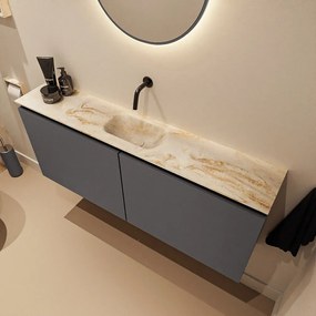 Mondiaz Ture DLux toiletmeubel 120cm dark grey met wastafel frappe midden zonder kraangat