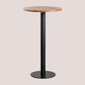 Ronde Hoge Bartafel Van Macchiato Acaciahout Ø60 Cm & Zwart - Sklum