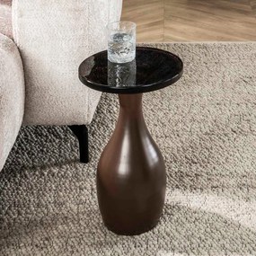 Ronde Bijzettafel Koperbruin Glas Klein - 30 X 30cm.