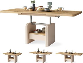 LEXUS verrijdbare koffietafel, met heffunctie, eiken artisan / beige