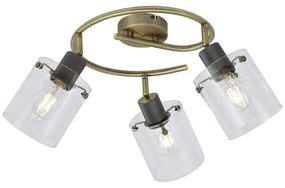 Design plafondspot brons met helder glas rond 3-lichts - Domo