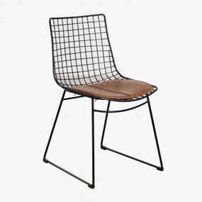 Set Van 2 Renee Stalen Eetkamerstoelen Zwart & Kunstleren Koffie Vintage - Sklum