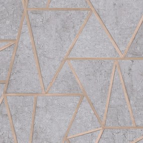 DUTCH WALLCOVERINGS Behang Triangles grijs en zilverkleurig