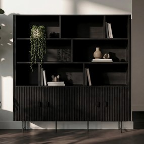 Eleonora Remi Zwarte Kast Met Open Vakken - 200x43x187cm.