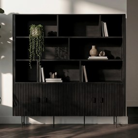 Zwarte Kast Met Open Vakken - 200x43x187cm.