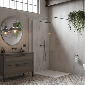 Walk-in douchewand Rea Flexi Transparent / Titan 100