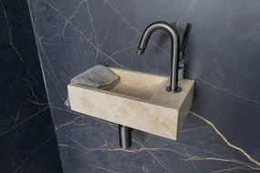 Saniclear White Travertin fonteinset met gebogen kraan in gunmetal
