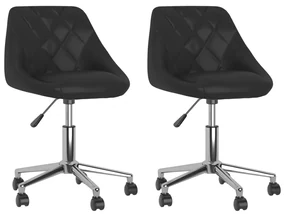 vidaXL Eetkamerstoelen draaibaar 2 st kunstleer zwart
