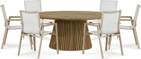 Tuinset Ronde Tuintafel 6 personen 180 cm Aluminium Zand/Beige Lifestyle Garden Furniture Fiora/Fungo