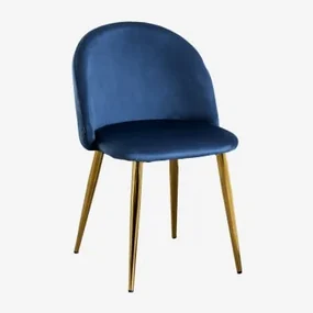 Kana Eetkamerstoel In Fluweel Blauw & Goud - Sklum