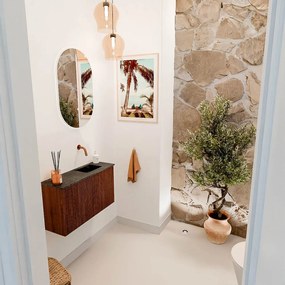 Mondiaz Joya DLux 70cm toiletmeubel ruby met wastafel faye rechts zonder kraangat lava
