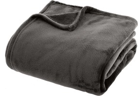 Atmosphera plaid flanel'Uni'- 180x230cm - Donkergrijs