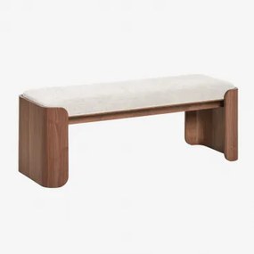 Rubberwood En Fineer Bank Lofren ↔︎ 120 Cm & Donker Hout & Bouclé Crèmebeige - Sklum