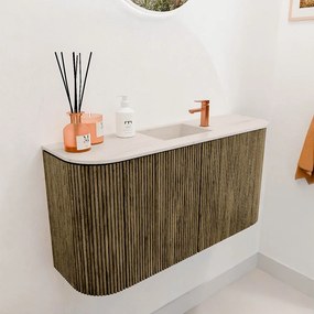Mondiaz Joya DLux 85cm toiletmeubel ronding links/rechts dusk met wastafel faye midden 1 kraangat meli