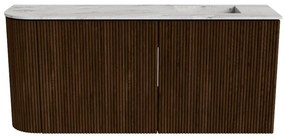 Mondiaz Joya DLux 90cm toiletmeubel ronding links walnut met wastafel faye rechts 1 kraangat glace