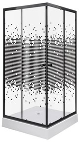 Kerra Pixel douchecabine vierkant 90x90cm zwart mat met douchebak