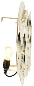 Decorateive oosterse wandlamp goud met wit 2-lichts - Hikina