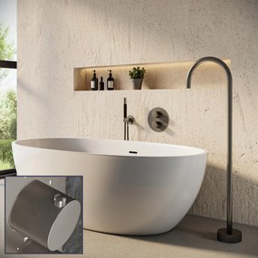 Saniclear Exclusive Stripes Pro inbouw badkraan rond met vrijstaande uitloop RVS
