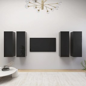 vidaXL Tv-meubelen 4 st 30,5x30x90 cm spaanplaat hoogglans zwart