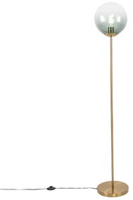 Art deco vloerlamp messing met groen glas - Pallon