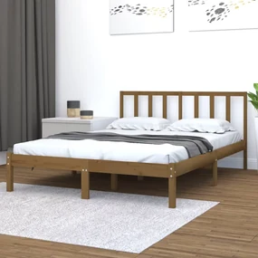 vidaXL Bedframe massief grenenhout honingbruin 135x190 cm 4FT6 Double