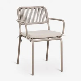 Set Van 2 Stapelbare Tuinstoelen Met Armleuningen In Gevlochten Touw Arhiza Moka Bruin - Sklum