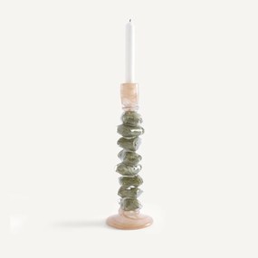 Tweekleurig geblazen glazen kandelaar, 35 cm hoog, QIMERA
