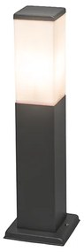 Moderne buitenlamp paal donkergrijs met opaal 45 cm IP44 - Malios