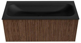 Mondiaz Kurve 100cm badmeubel walnut met 1 lade en wastafel big medium midden 1 kraangat urban