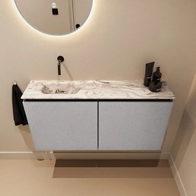 Mondiaz Ture DLux toiletmeubel 100cm plata met wastafel glace links zonder kraangat