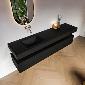 Zaro Alan badmeubel 190cm urban 2 lades met vrijhangende wastafel cloud links zonder kraangat urban