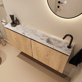 Mondiaz Ture DLux toiletmeubel 120cm washed oak met wastafel glace rechts met kraangat