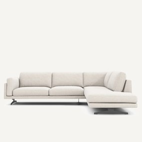 Hoekbank met longchair, in gespikkeld canvas, CÉSAR