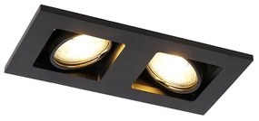 QAZQA Rechthoekige inbouwspot 2- lichts zwart - Qure Modern GU10 Binnenverlichting Lamp