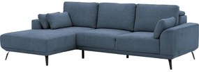 Goossens Excellent Bank Princess blauw, stof, 2,5-zits, elegant chic met chaise longue links