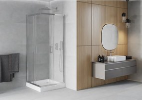 Mexen Rio vierkante douchecabine 80 x 80 cm, transparant, chroom + douchebak, wit - 860-080-080-01-00-4510