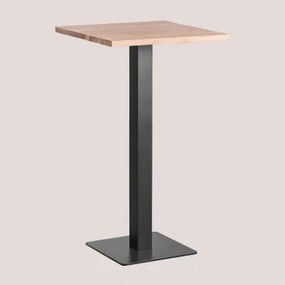 Hoge Bar Vierkant In Acaciahout Smal Zwart & ↔︎ 60 Cm - Sklum