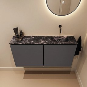 Mondiaz Ture DLux toiletmeubel 100cm dark grey met wastafel lava rechts zonder kraangat