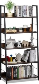 VEVOR Metalen boekenplank, industriële trapeziumvormige boekenkast met 5 niveaus, vintage opbergkast met open planken, vrijstaande displayplank, opbergrek 70x35x150cm